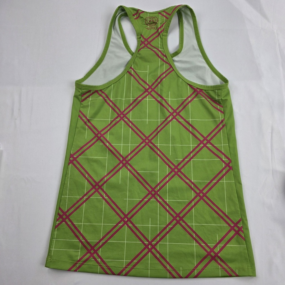 Coeur Tank Top Womens Medium Green Plaid Racerback Running Athletic Workout